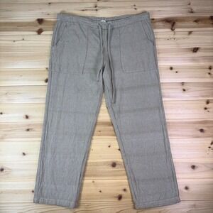 Wayil Pants Womens Medium Tan Wide Leg Linen High Rise Adjustable Waist Pants